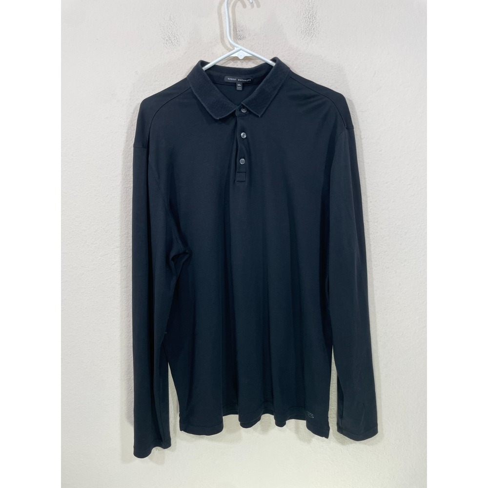 Robert Barakett Polo Shirt Mens XXL Black Long Sleeve Pima Cotton Classic RB‎